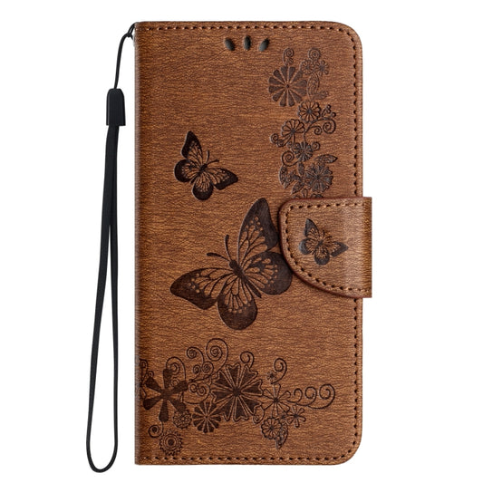 For iPhone 16 Butterfly Embossed Flip Leather Phone Case(Brown) by buy2fix