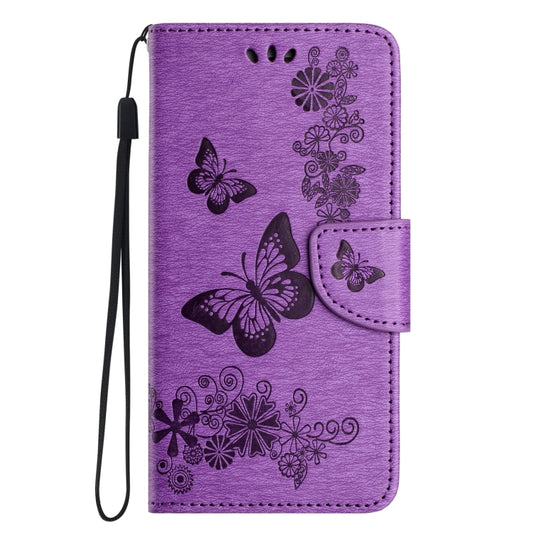For iPhone 16 Plus Butterfly Embossed Flip Leather Phone Case(Purple) by buy2fix
