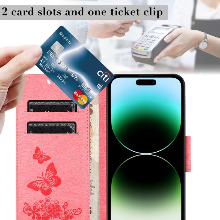 For iPhone 16 Pro Butterfly Embossed Flip Leather Phone Case(Pink) by buy2fix