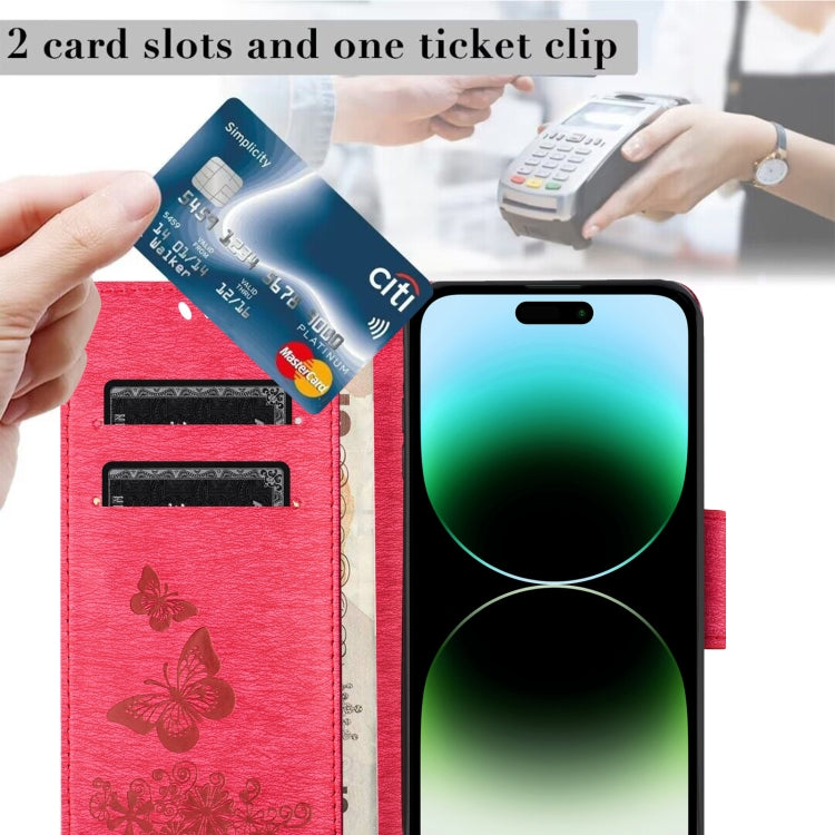 For iPhone 16 Pro Max Butterfly Embossed Flip Leather Phone Case(Red) by buy2fix