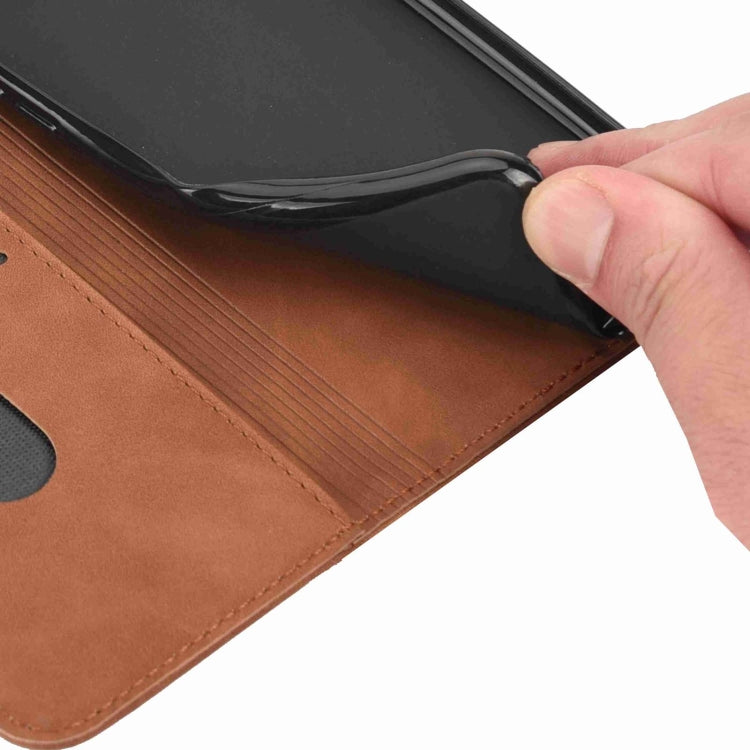 For iPhone 16 Plus Skin Feel Splicing Leather Phone Case(Brown) by buy2fix