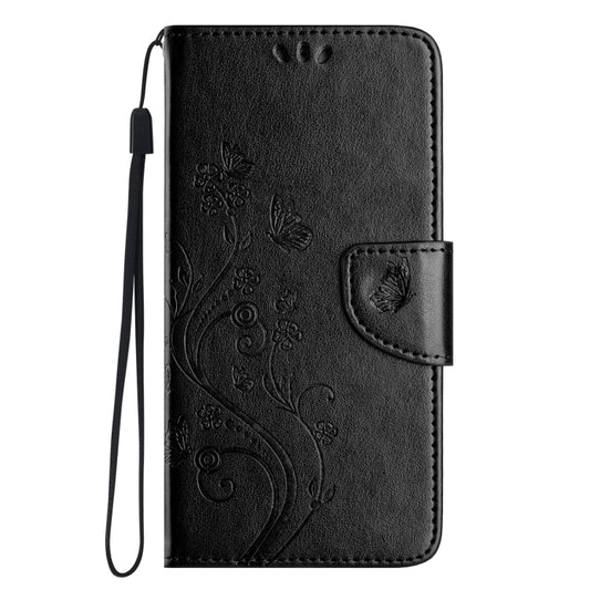 For iPhone 16 Plus Butterfly Flower Pattern Flip Leather Phone Case(Black) by buy2fix
