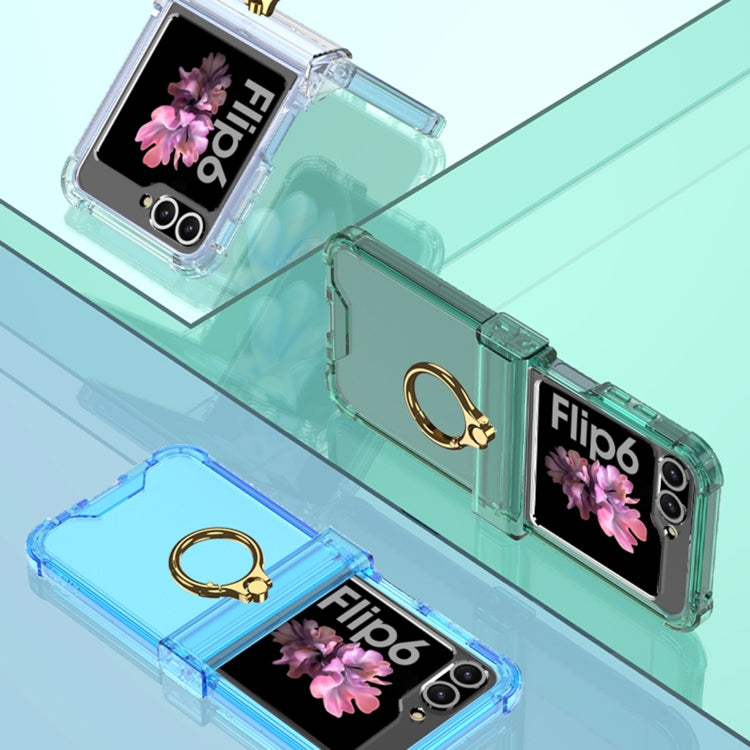 For Samsung Galaxy Z Flip6 / Flip7 FE Gkk Airbag Hinge Silicone Phone Case with Ring Holder(Transparent Orange) by GKK