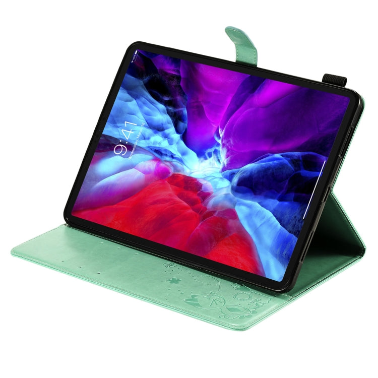 For iPad Pro 11 (2020) & (2018) Cat Bee Embossing Pattern Horizontal Flip Leather Tablet Case with Holder & Card Slots & Wallet & Pen Slot & Wake-up / Sleep Function(Green) - iPad Pro 11 (2020) Cases by buy2fix | Online Shopping UK | buy2fix