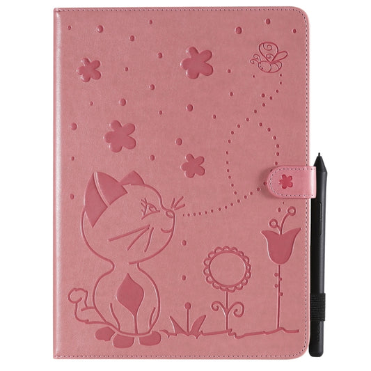 For iPad Pro 11 (2020) & (2018) Cat Bee Embossing Pattern Horizontal Flip Leather Tablet Case with Holder & Card Slots & Wallet & Pen Slot & Wake-up / Sleep Function(Pink) - iPad Pro 11 (2020) Cases by buy2fix | Online Shopping UK | buy2fix