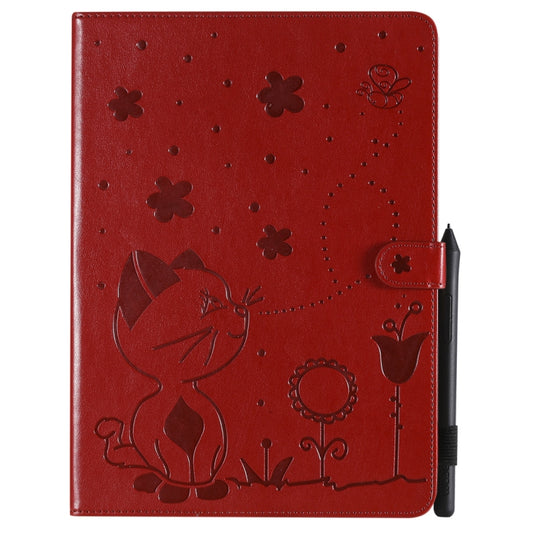 For iPad Pro 11 (2020) & (2018) Cat Bee Embossing Pattern Horizontal Flip Leather Tablet Case with Holder & Card Slots & Wallet & Pen Slot & Wake-up / Sleep Function(Red) - iPad Pro 11 (2020) Cases by buy2fix | Online Shopping UK | buy2fix