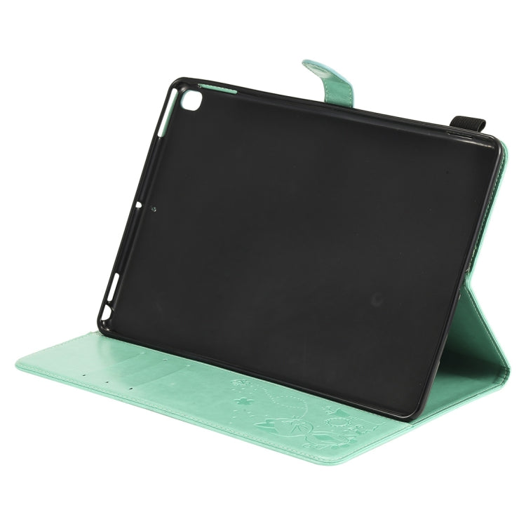 For iPad 10.2 / Air (2019) / Pro 10.5 Cat Bee Embossing Pattern Horizontal Flip Leather Case with Holder & Card Slots & Wallet & Pen Slot & Wake-up / Sleep Function(Green) - iPad 10.2 Cases by buy2fix | Online Shopping UK | buy2fix