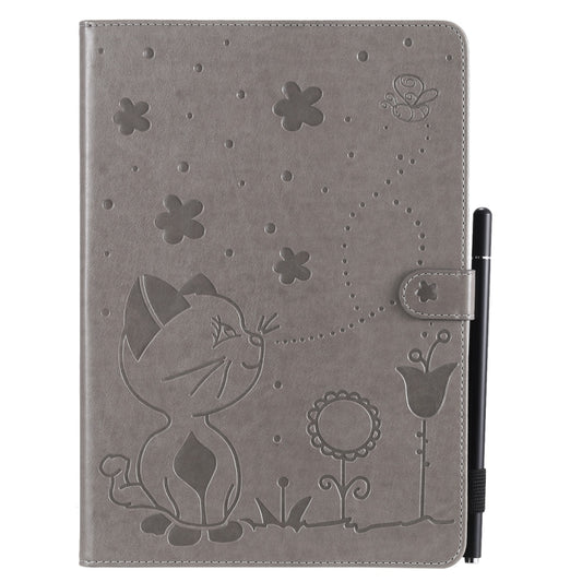 For iPad 10.2 / Air (2019) / Pro 10.5 Cat Bee Embossing Pattern Horizontal Flip Leather Case with Holder & Card Slots & Wallet & Pen Slot & Wake-up / Sleep Function(Grey) - iPad 10.2 Cases by buy2fix | Online Shopping UK | buy2fix
