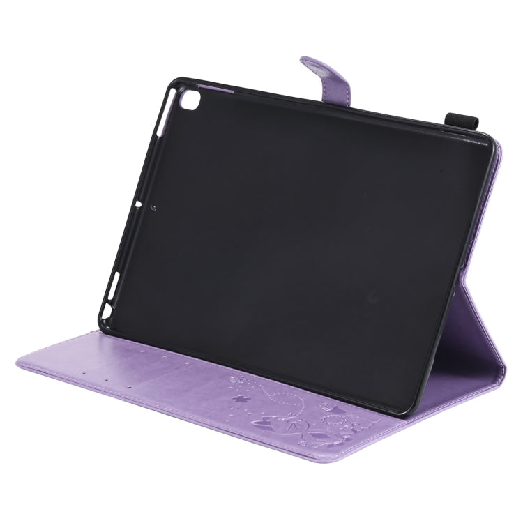 For iPad 10.2 / Air (2019) / Pro 10.5 Cat Bee Embossing Pattern Horizontal Flip Leather Case with Holder & Card Slots & Wallet & Pen Slot & Wake-up / Sleep Function(Purple) - iPad 10.2 Cases by buy2fix | Online Shopping UK | buy2fix