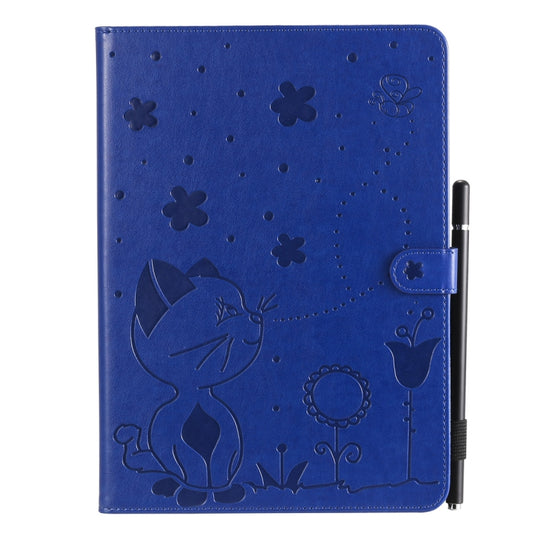 For iPad Air 2 / Air / 9.7 (2018) & (2017) Cat Bee Embossing Pattern Horizontal Flip Leather Case with Holder & Card Slots & Wallet & Pen Slot & Wake-up / Sleep Function(Blue) - iPad 9.7 (2018) & (2017) Cases by buy2fix | Online Shopping UK | buy2fix