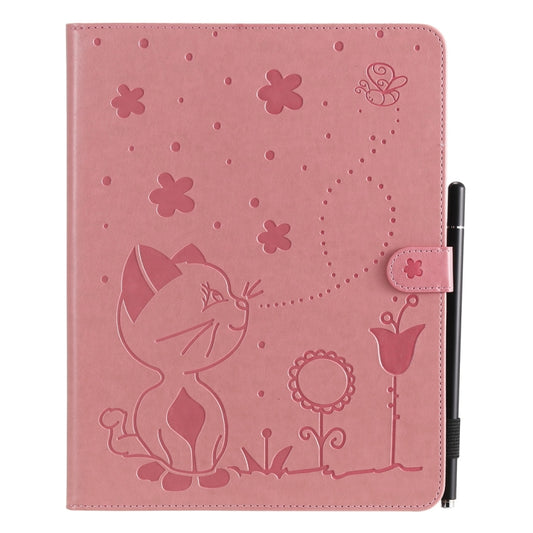 For iPad 4 / 3 / 2 Cat Bee Embossing Pattern Horizontal Flip Leather Case with Holder & Card Slots & Wallet & Pen Slot & Wake-up / Sleep Function(Pink) - iPad 4 & 3 & 2 Cases by buy2fix | Online Shopping UK | buy2fix