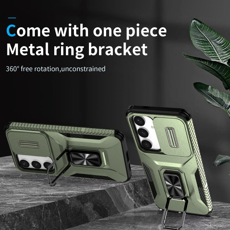 For Samsung Galaxy S24 5G / S25 5G Sliding Camshield Holder Phone Case(Alpine Green) by buy2fix