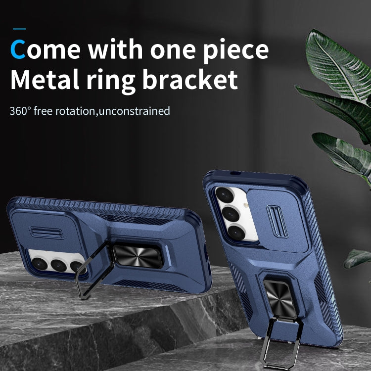 For Samsung Galaxy S24 5G / S25 5G Sliding Camshield Holder Phone Case(Blue) by buy2fix