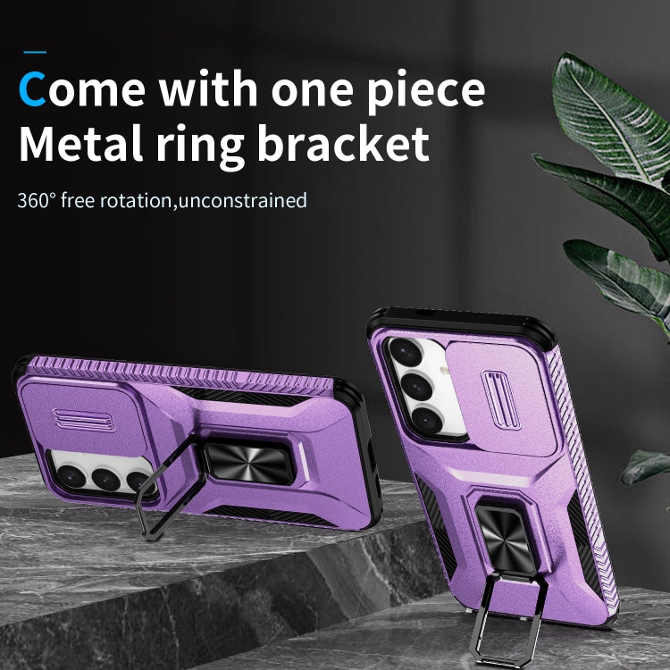 For Samsung Galaxy S24 5G / S25 5G Sliding Camshield Holder Phone Case(Purple) by buy2fix