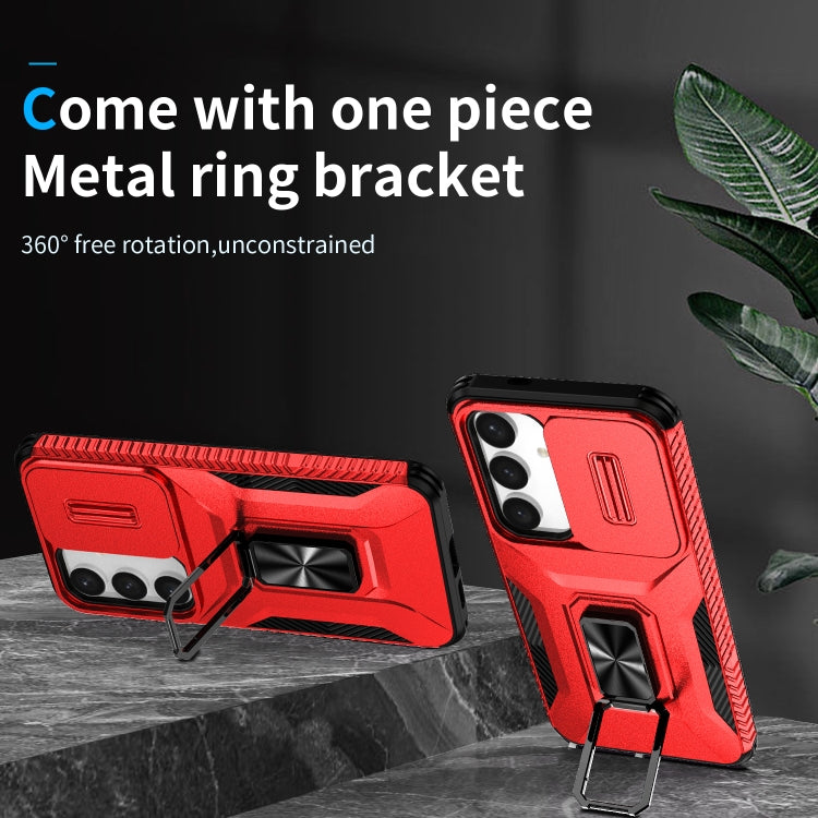 For Samsung Galaxy S24+ 5G / S25+ 5G Sliding Camshield Holder Phone Case(Red) by buy2fix