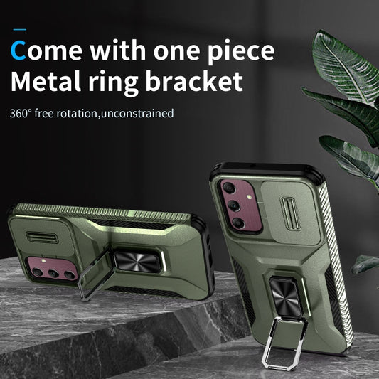 For Samsung Galaxy A15 5G Sliding Camshield Holder Phone Case(Alpine Green) by buy2fix