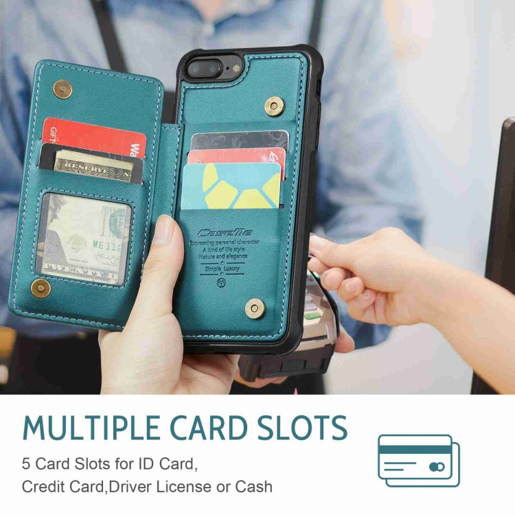 For iPhone 8 Plus / 7 Plus CaseMe C22 Card Slots Holder RFID Anti-theft Phone Case(Blue Green) by CaseMe