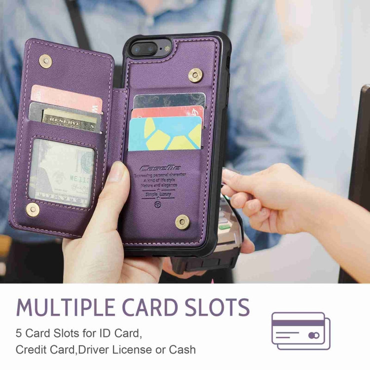 For iPhone 8 Plus / 7 Plus CaseMe C22 Card Slots Holder RFID Anti-theft Phone Case(Purple) by CaseMe
