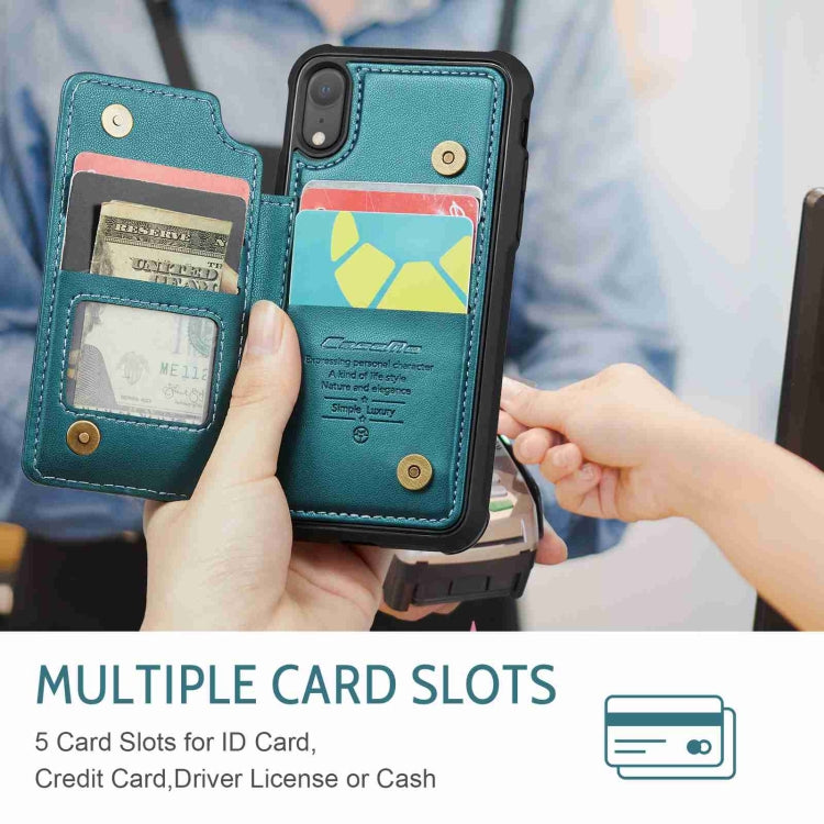 For iPhone XR CaseMe C22 Card Slots Holder RFID Anti-theft Phone Case(Blue Green) by CaseMe