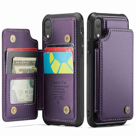 For iPhone XR CaseMe C22 Card Slots Holder RFID Anti-theft Phone Case(Purple) by CaseMe