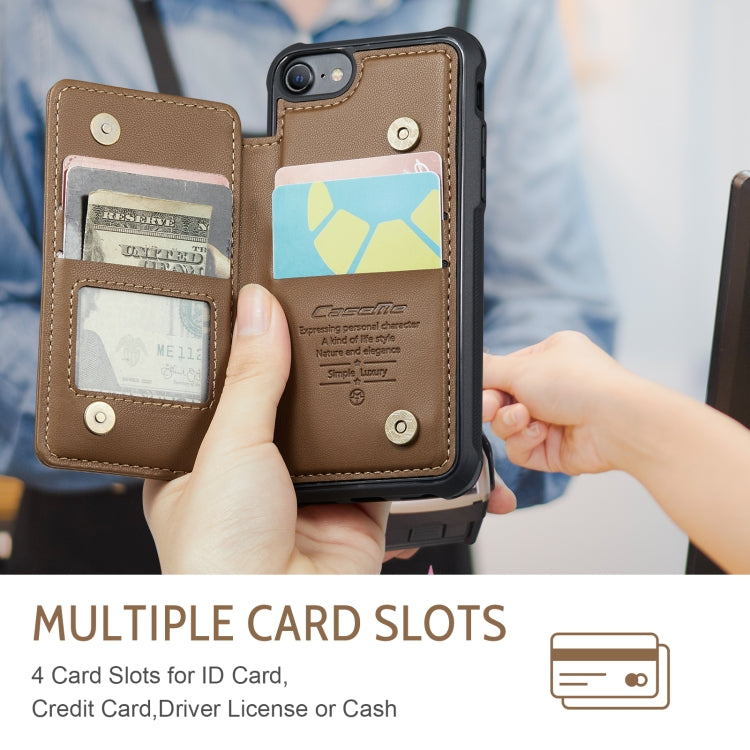 For iPhone SE 2022 / SE 2020 CaseMe C22 Card Slots Holder RFID Anti-theft Phone Case(Brown) by CaseMe