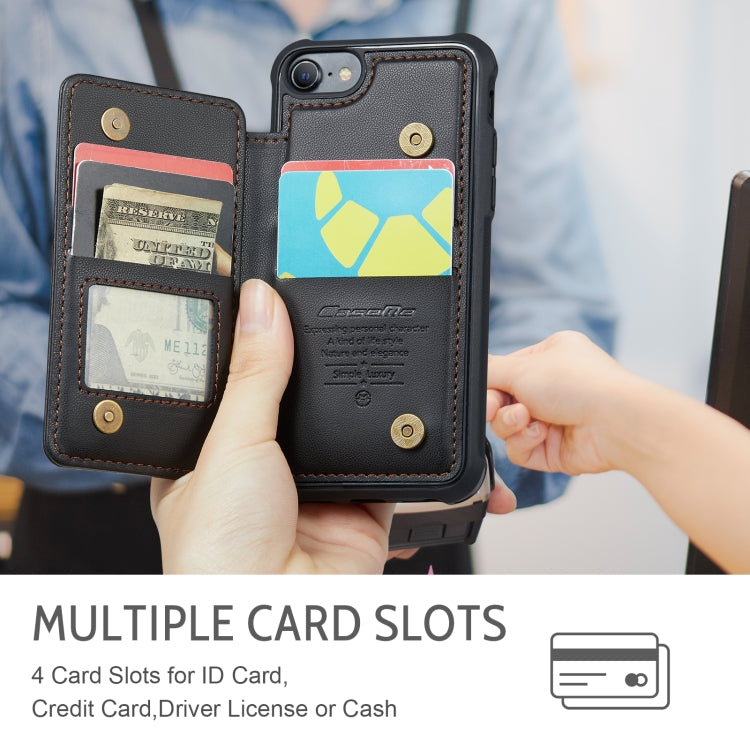 For iPhone SE 2022 / SE 2020 CaseMe C22 Card Slots Holder RFID Anti-theft Phone Case(Black) by CaseMe