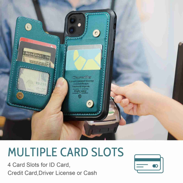 For iPhone 11 CaseMe C22 Card Slots Holder RFID Anti-theft Phone Case(Blue Green) - iPhone 11 Cases by CaseMe | Online Shopping UK | buy2fix