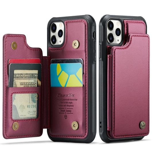 For iPhone 11 Pro CaseMe C22 Card Slots Holder RFID Anti-theft Phone Case(Wine Red) by CaseMe