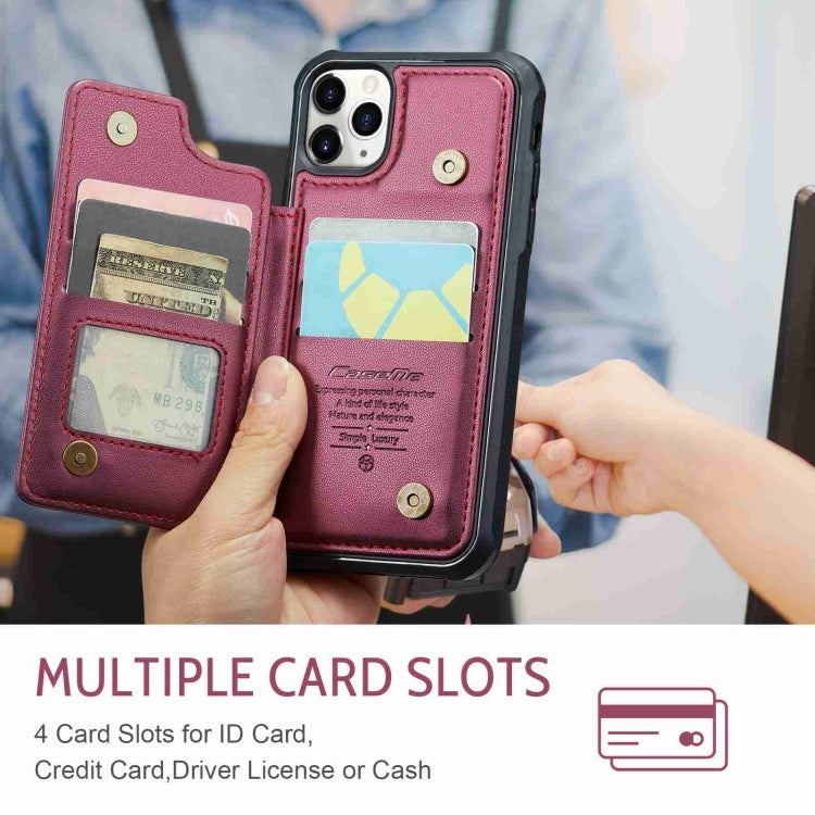 For iPhone 11 Pro CaseMe C22 Card Slots Holder RFID Anti-theft Phone Case(Wine Red) by CaseMe