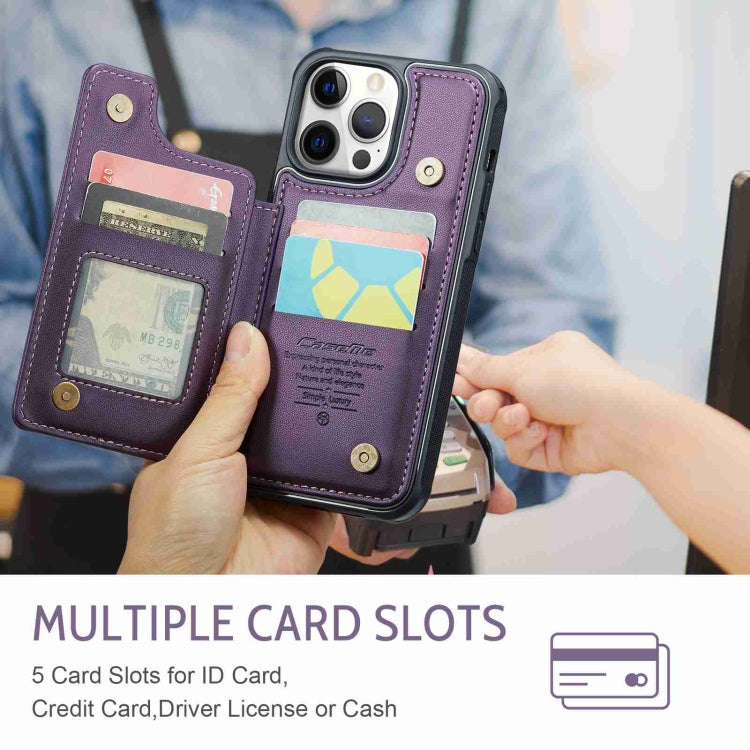 For iPhone 12 Pro Max CaseMe C22 Card Slots Holder RFID Anti-theft Phone Case(Purple) by CaseMe