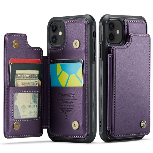 For iPhone 12 / 12 Pro CaseMe C22 Card Slots Holder RFID Anti-theft Phone Case(Purple) by CaseMe
