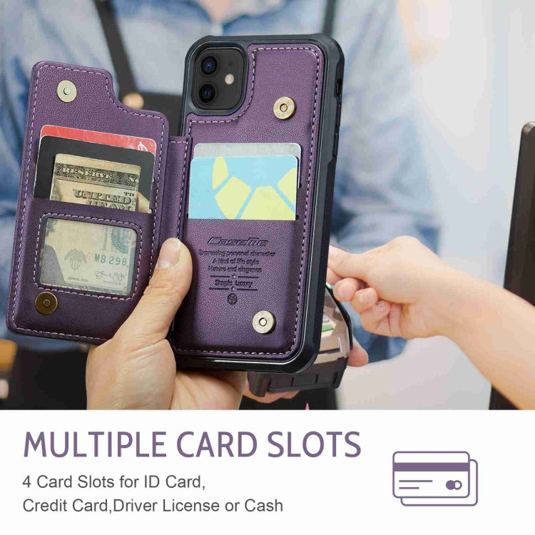 For iPhone 12 / 12 Pro CaseMe C22 Card Slots Holder RFID Anti-theft Phone Case(Purple) by CaseMe