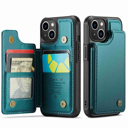 For iPhone 13 CaseMe C22 Card Slots Holder RFID Anti-theft Phone Case(Blue Green) by CaseMe