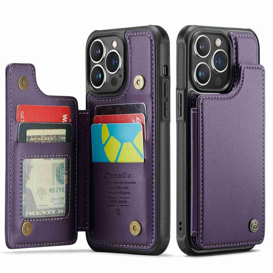 For iPhone 13 Pro Max CaseMe C22 Card Slots Holder RFID Anti-theft Phone Case(Purple) by CaseMe