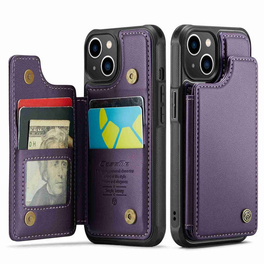 For iPhone 14 CaseMe C22 Card Slots Holder RFID Anti-theft Phone Case(Purple) by CaseMe