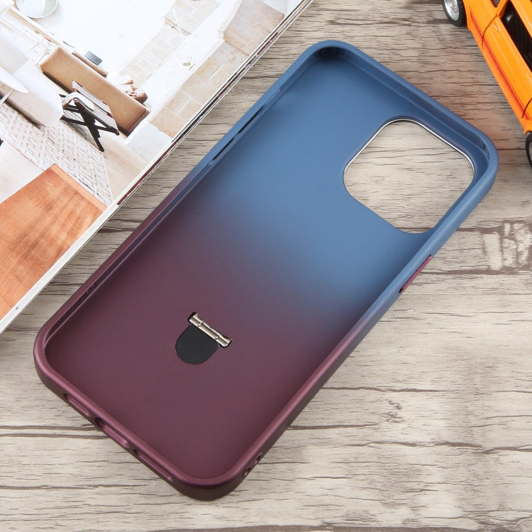 For iPhone 15 Gradient MagSafe Holder Liquid TPU Hybrid PC Phone Case(Blue Wine Red) by buy2fix
