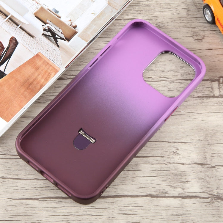 For iPhone 14 Gradient MagSafe Holder Liquid TPU Hybrid PC Phone Case(Purple Wine Red) by buy2fix