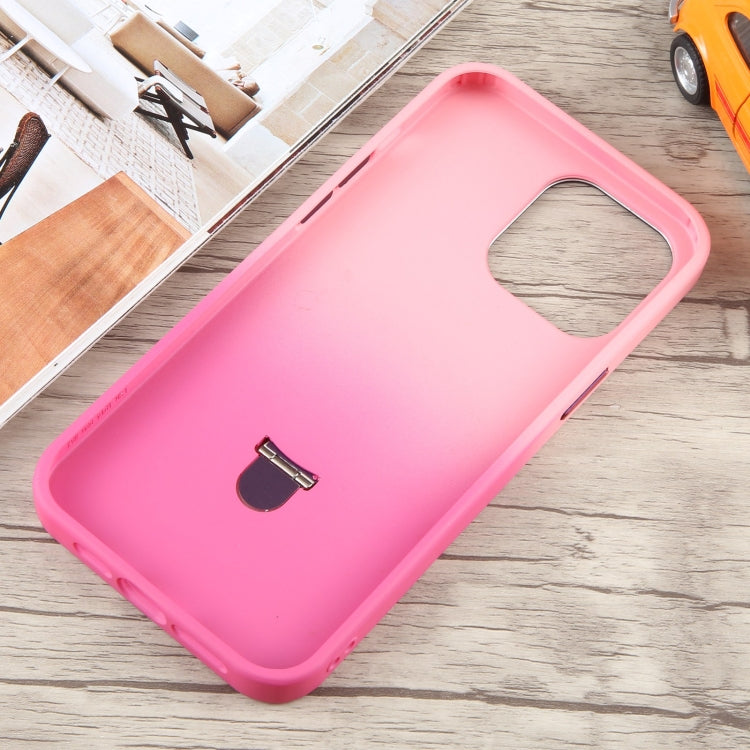 For iPhone 14 Pro Gradient MagSafe Holder Liquid TPU Hybrid PC Phone Case(Pink Red) by buy2fix