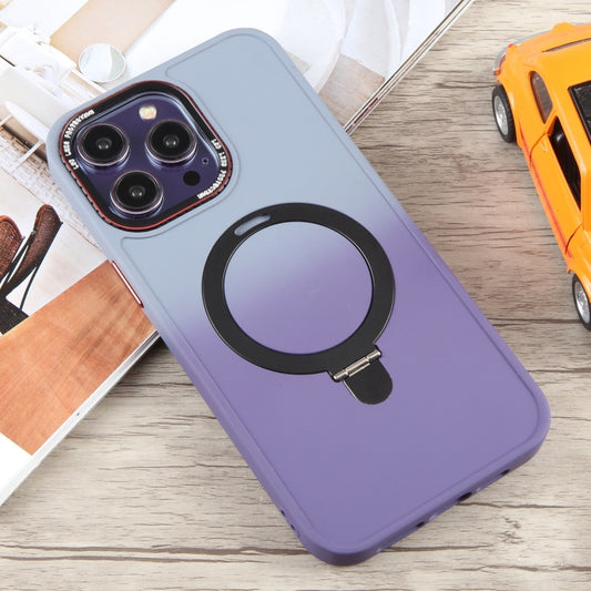 For iPhone 14 Pro Gradient MagSafe Holder Liquid TPU Hybrid PC Phone Case(Blue Purple) by buy2fix