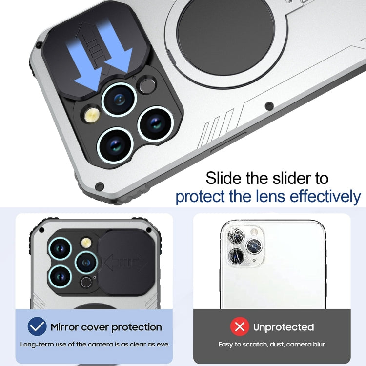 For iPhone 15 Pro Camera Shield MagSafe Holder Life Waterproof Phone Case(Silver) by buy2fix