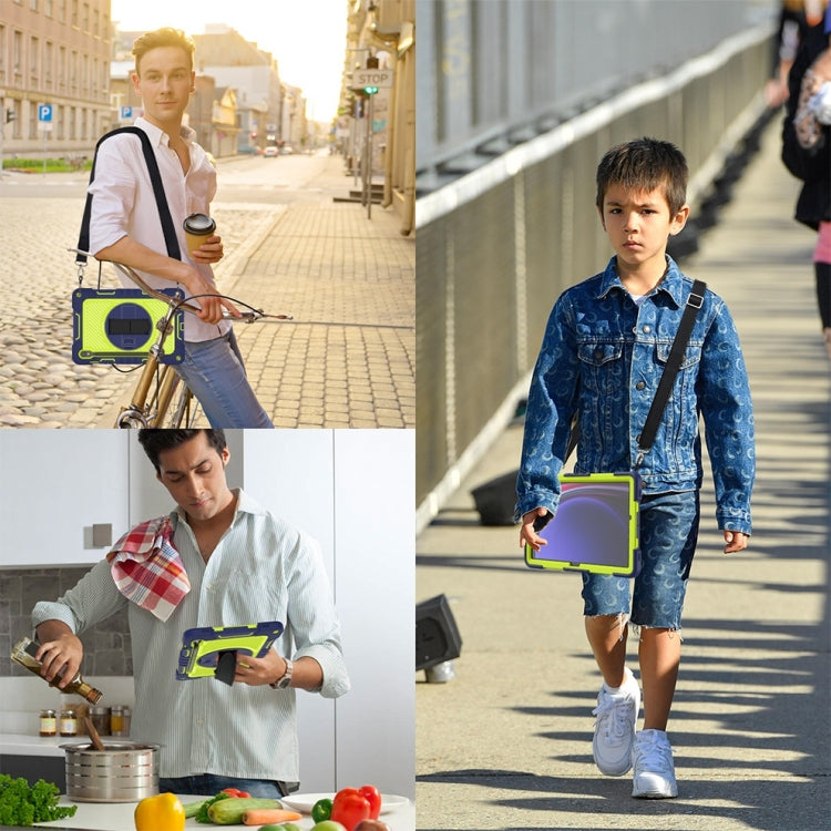 For Samsung Galaxy Tab S9 360 Degree Rotation PC Contrast Silicone Tablet Case(Navy Blue + Yellow Green) by buy2fix