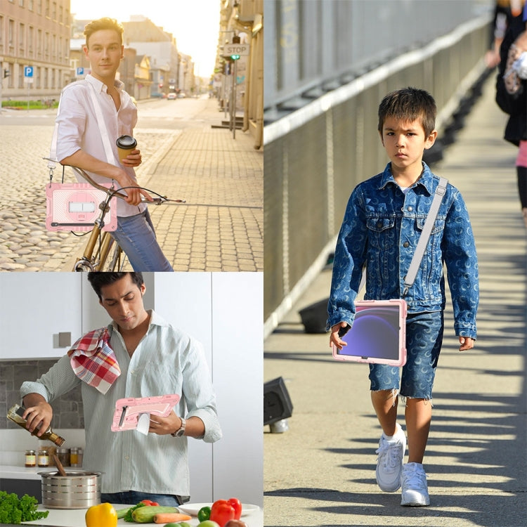 For Samsung Galaxy Tab S9 360 Degree Rotation PC Contrast Silicone Tablet Case(Rose Gold) by buy2fix