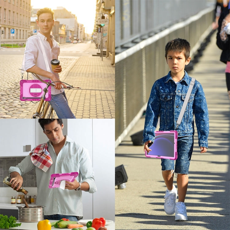 For Samsung Galaxy Tab S9 360 Degree Rotation PC Contrast Silicone Tablet Case(Rose Red + Pink) by buy2fix