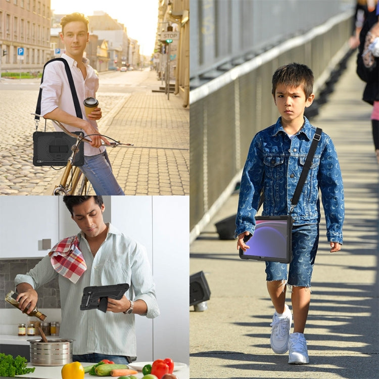 For Samsung Galaxy Tab S9 360 Degree Rotation PC Contrast Silicone Tablet Case(Black) by buy2fix