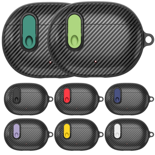 For Beats Studio Buds Switch Carbon Fiber Wireless Earphones Protective Case(Black Light Green) by buy2fix