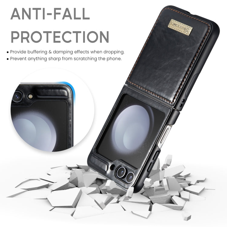 For Samsung Galaxy Z Flip5 CaseMe 003 PU + PC Business Style Crazy Horse Texture Leather Phone Case(Black) by CaseMe