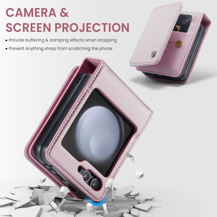 For Samsung Galaxy Z Flip5 CaseMe C22 PC+TPU Business Style RFID Anti-theft Leather Phone Case(Pink) by CaseMe