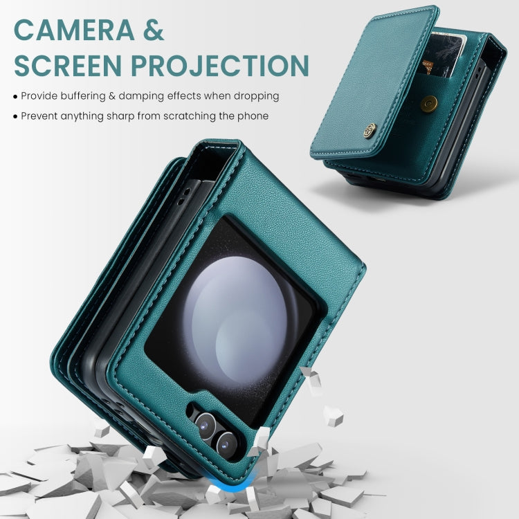 For Samsung Galaxy Z Flip5 CaseMe C22 PC+TPU Business Style RFID Anti-theft Leather Phone Case(Blue Green) - Galaxy Z Flip5 Cases by CaseMe | Online Shopping UK | buy2fix