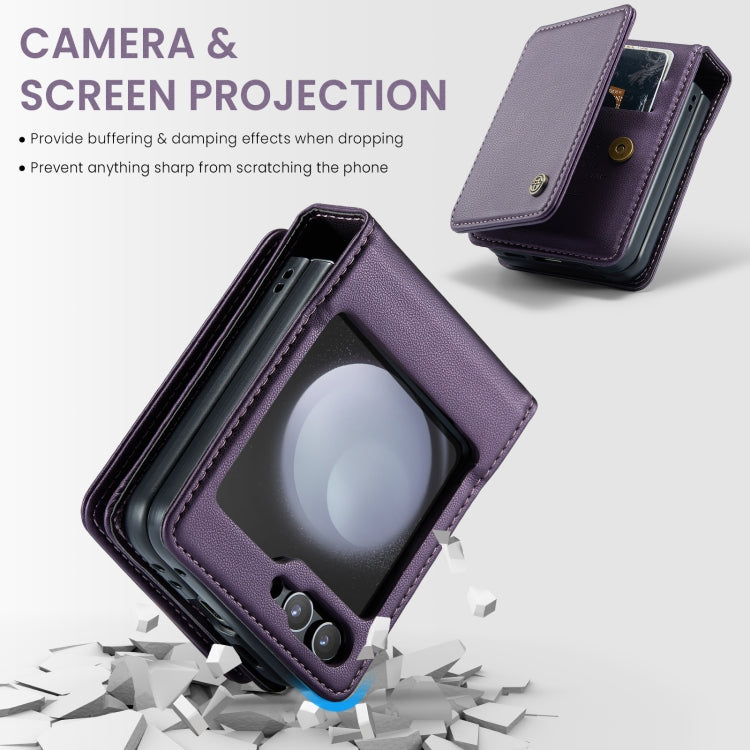 For Samsung Galaxy Z Flip5 CaseMe C22 PC+TPU Business Style RFID Anti-theft Leather Phone Case(Purple) by CaseMe