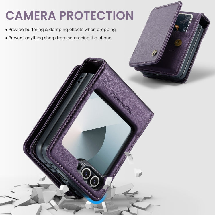 For Samsung Galaxy Z Flip6 / Flip7 FE CaseMe C22 PC+TPU Business Style RFID Anti-theft Leather Phone Case(Purple) by CaseMe